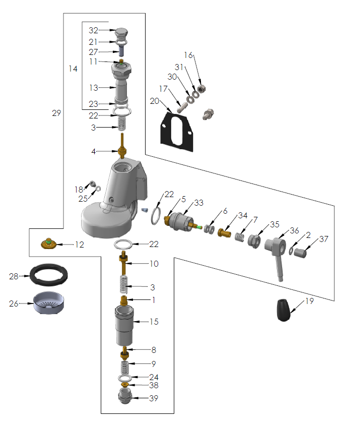 Profitec Pro 500 PID Part Diagram PRO500PID