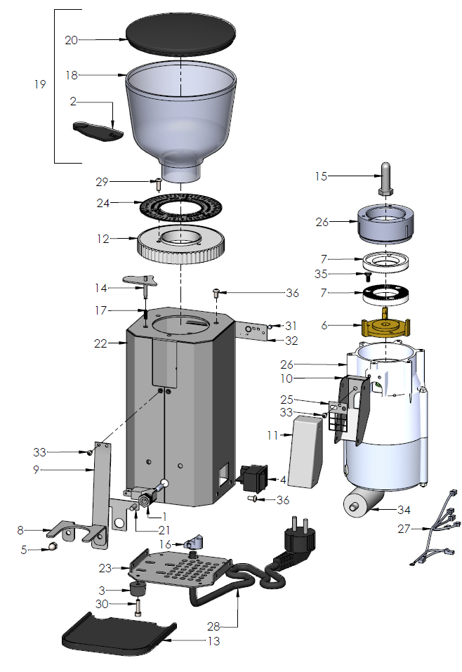 Profitec Pro M54 Part Diagram 20200