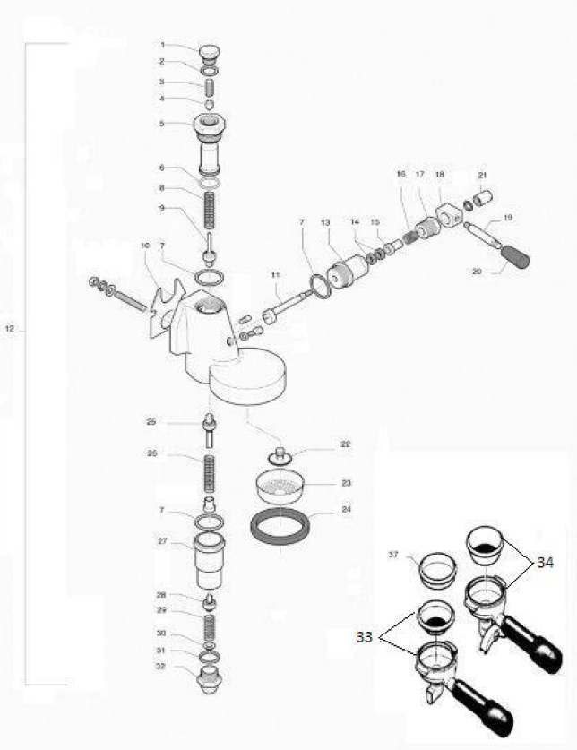 Rocket Espresso Cellini Plus V2 Part Diagram RECELPLUSV2