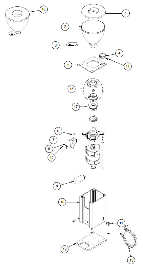 Rocket Espresso Faustino Grinder Part Diagram REFAUSTINO