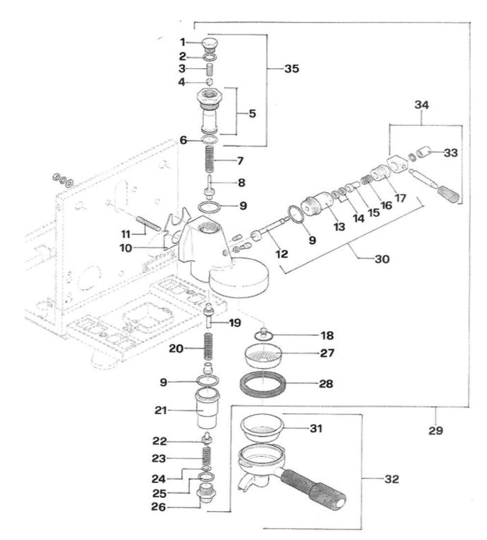 Rocket Espresso Giotto Evoluzione R Part Diagram REGIOEVOR